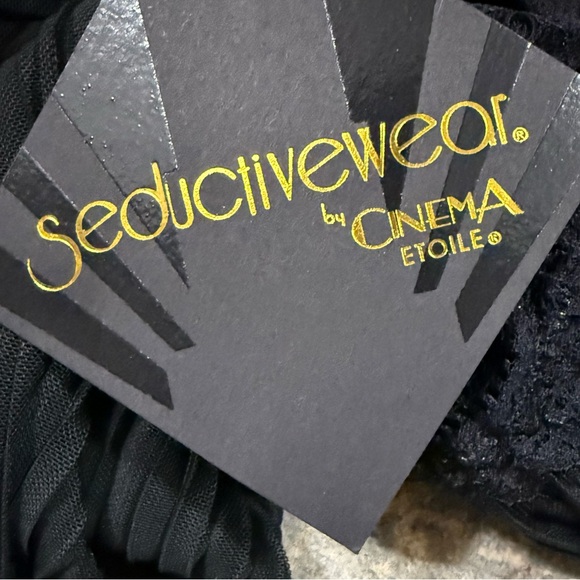 Cinema Etoile XL Soft Cup Pleated Mesh & Lace Babydoll 2Pc Lingerie Set - NWT - Picture 7 of 10